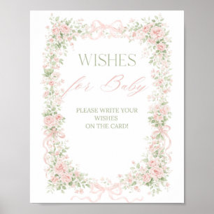 Affiche Nœud Floral Bébé en Fleur Fille Souhaite pour Jeu