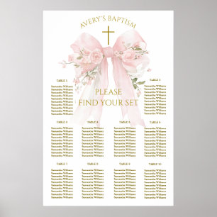 Affiche Nœud Floral Élégant Fille Fleur Baptême