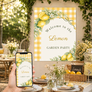 Affiche Nœud gingham de citrons pour une garden-party de b