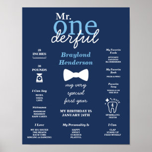Affiche Nœud Papillon Bleu Mr Onederful Étape Importante