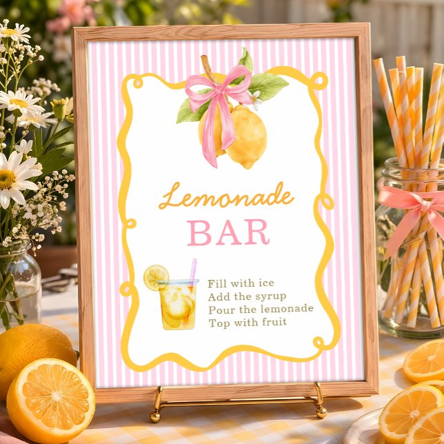 Affiche Nœud rose citron  fête de remise des diplômes bar  (Créateur téléchargé)