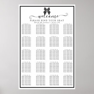 Affiche Nœud Ruban Classique Mariage Noir & Blanc Places A