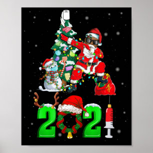 Affiche Noir Africain Américain Père Noël Snowman Noël