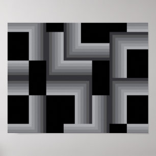 Affiche Noir, argent, cool, unique, tendance formes carrés