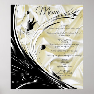Affiche Noir avec or sur texture soie