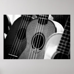 Affiche Noir Blanc Acoustique classique Guitare espagnole
