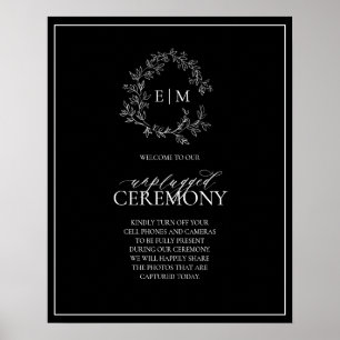 Affiche Noir blanc Cimier Monogramme Mariage débranché