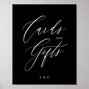 Affiche Noir Blanc Formal Calligraphie Cartes de Mariage C
