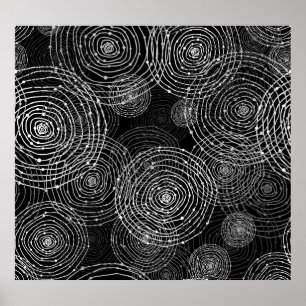 Affiche Noir Blanc : Formes Rondes Sans Couture.