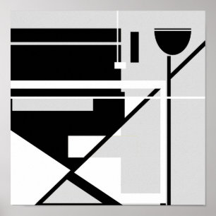 Affiche Noir blanc gris Abstrait Design de la chaise du di
