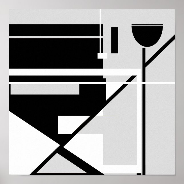 Affiche Noir blanc gris Abstrait Design de la chaise du di (Devant)