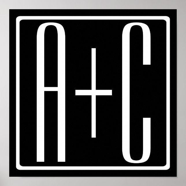 Affiche Noir & Blanc | Initiales de couple (Devant)