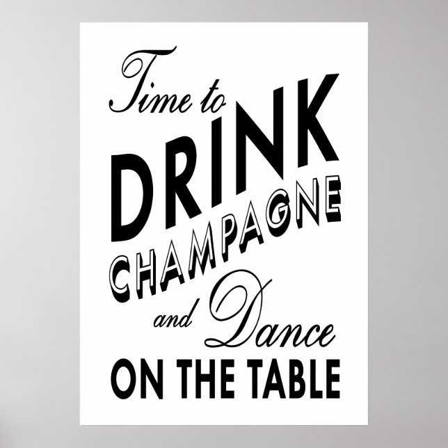 Affiche Noir & Blanc 'Moment de Boire du Champagne (Devant)