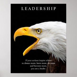 Affiche Noir Blanc Motivation leadership aigle chauve