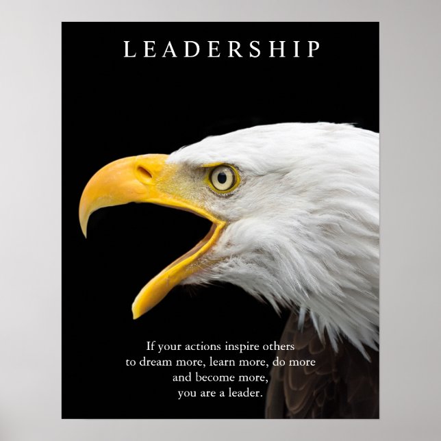 Affiche Noir Blanc Motivation leadership aigle chauve (Devant)