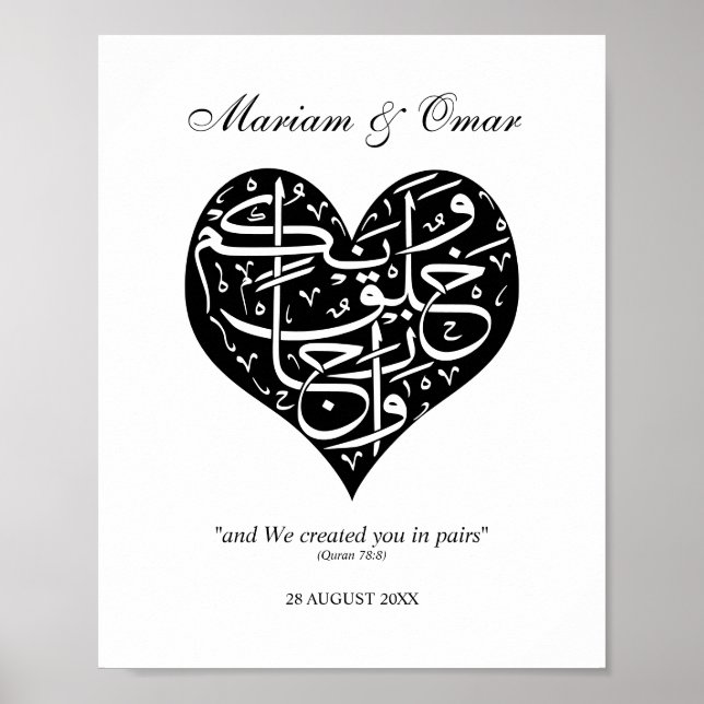 Affiche Noir & Blanc Nous vous avons créés en couples Nikk (Devant)