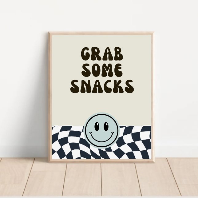 Affiche Noir & blanc rétro attraper quelques snacks signe  (Créateur téléchargé)