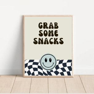 Affiche Noir & blanc rétro attraper quelques snacks signe