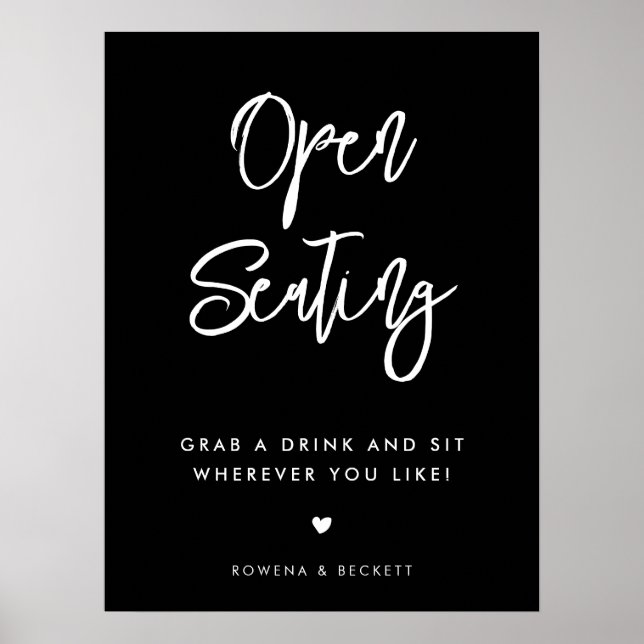 Affiche Noir contemporain mariage de siège ouvert (Devant)