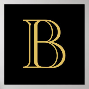 Affiche Noir couleur or Monogramme professionnel Calligrap
