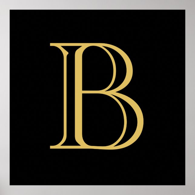 Affiche Noir couleur or Monogramme professionnel Calligrap (Devant)