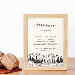 Affiche Noir de cendre Panneau du menu Mariage Esquisse