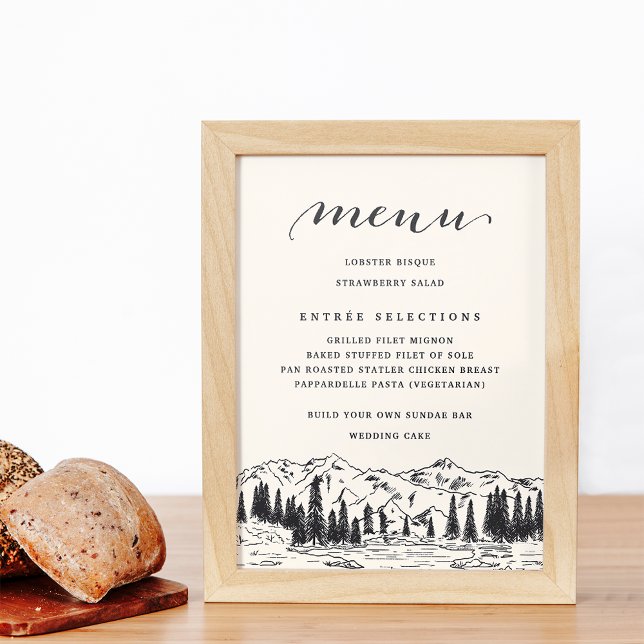 Affiche Noir de cendre | Panneau du menu Mariage Esquisse  (Créateur téléchargé)