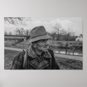 Affiche Noir et blanc 1968 Portrait européen d'un homme