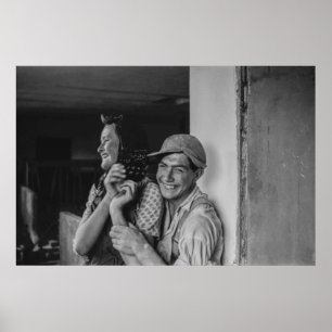 Affiche Noir et blanc 1968 Portrait européen d'un jeune