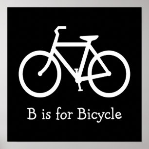 Affiche Noir et Blanc B est pour Bicyclette