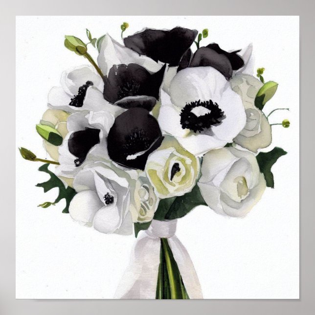 Affiche Noir et blanc glamour, Bouquet des participants (C (Devant)