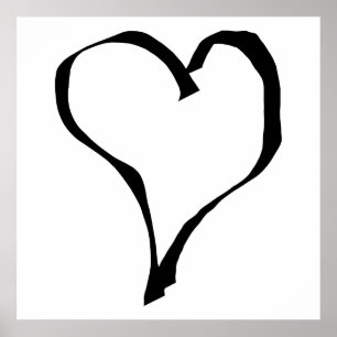Affiche Noir et Blanc Love Heart Design.
