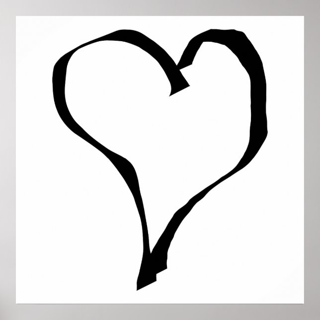Affiche Noir et Blanc Love Heart Design. (Devant)