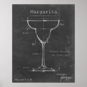 Affiche Noir et blanc Margarita Verre Plan