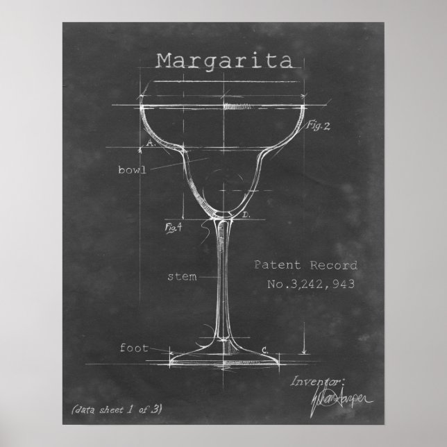 Affiche Noir et blanc Margarita Verre Plan (Devant)