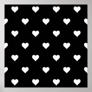 Affiche Noir et blanc mignon Motif de coeur simple