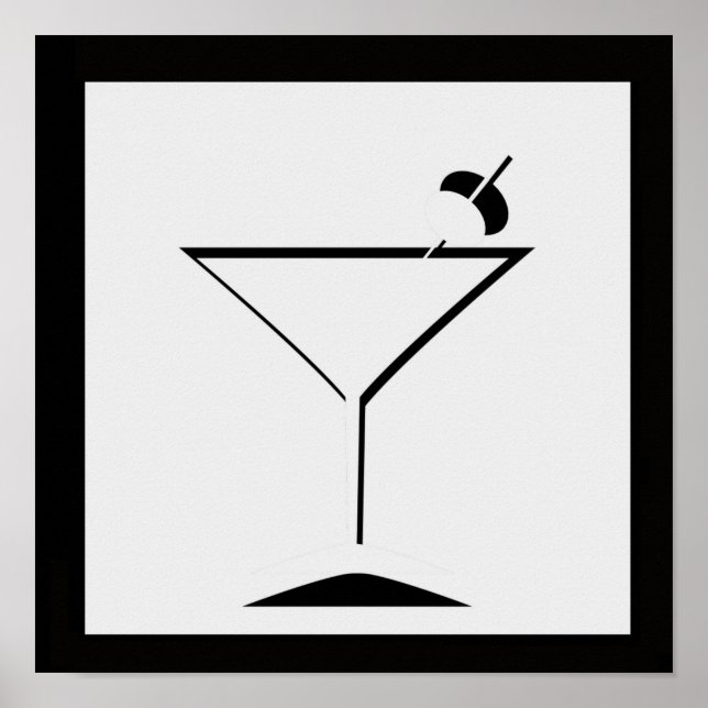 Affiche Noir et blanc minimal Martini Art Imprimer (Devant)