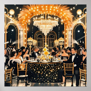 Affiche Noir et or, Luxe riche, style Moulin rouge