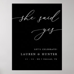 Affiche Noir foncé Elle A Dit Oui Parti Engagement Bienven