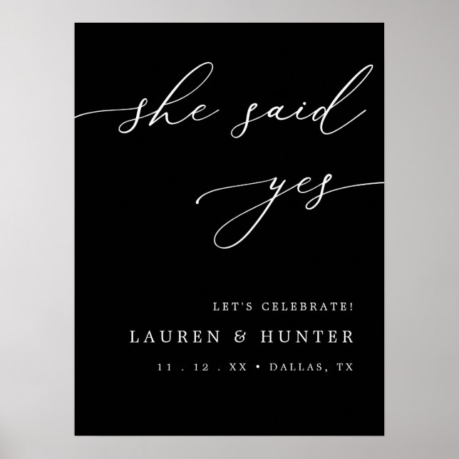 Affiche Noir foncé Elle A Dit Oui Parti Engagement Bienven (Devant)