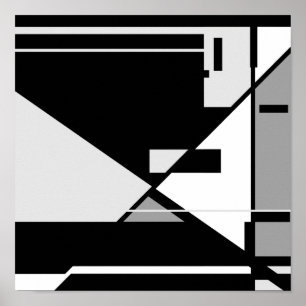 Affiche Noir gris blanc "homme assis" conception géométriq