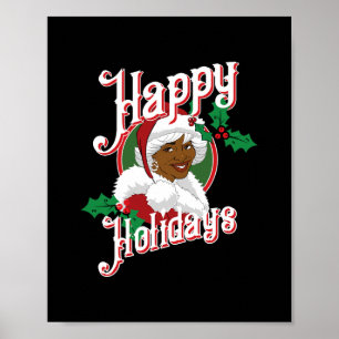 Affiche noir heureux vacances afro-américain père Noël mrs
