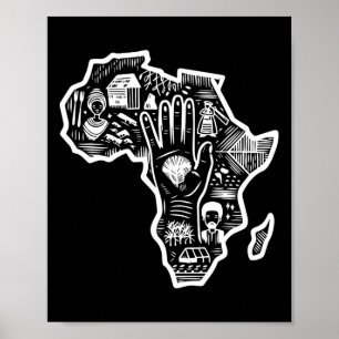 Affiche Noir Histoire Mois Afrique Carte Design Unité Art