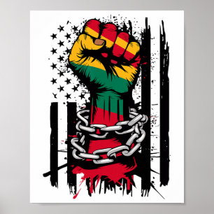 Affiche Noir Histoire Mois Poing Drapeau Américain Drapeau