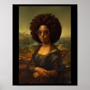 Affiche Noir Mona Lisa Afro Africain-Américain Noir Histor