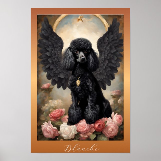 Affiche Noir Poodle Français Classic Art Portrait (Devant)
