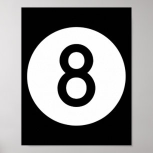 Affiche Noir Pool Ll Numéro Huit Billard Snooker Huit