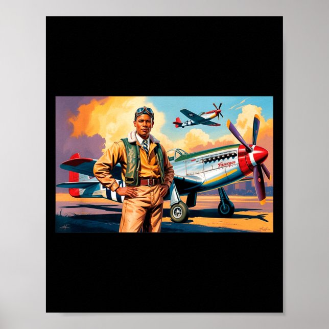 Affiche Noir Rétro Aviateurs Histoire des Noirs Seconde Gu (Devant)
