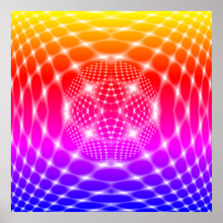 Affiche Noir rouge de néon fractal