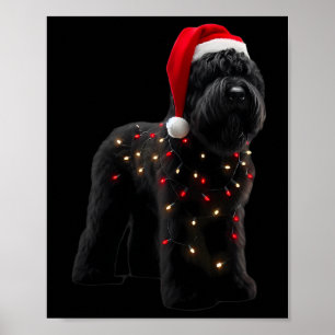 Affiche Noir russe Terrier Santa Hat lumières de Noël D